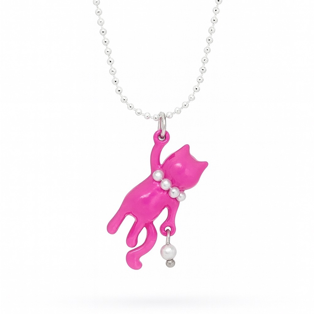 Pink Cat Pendant Necklace